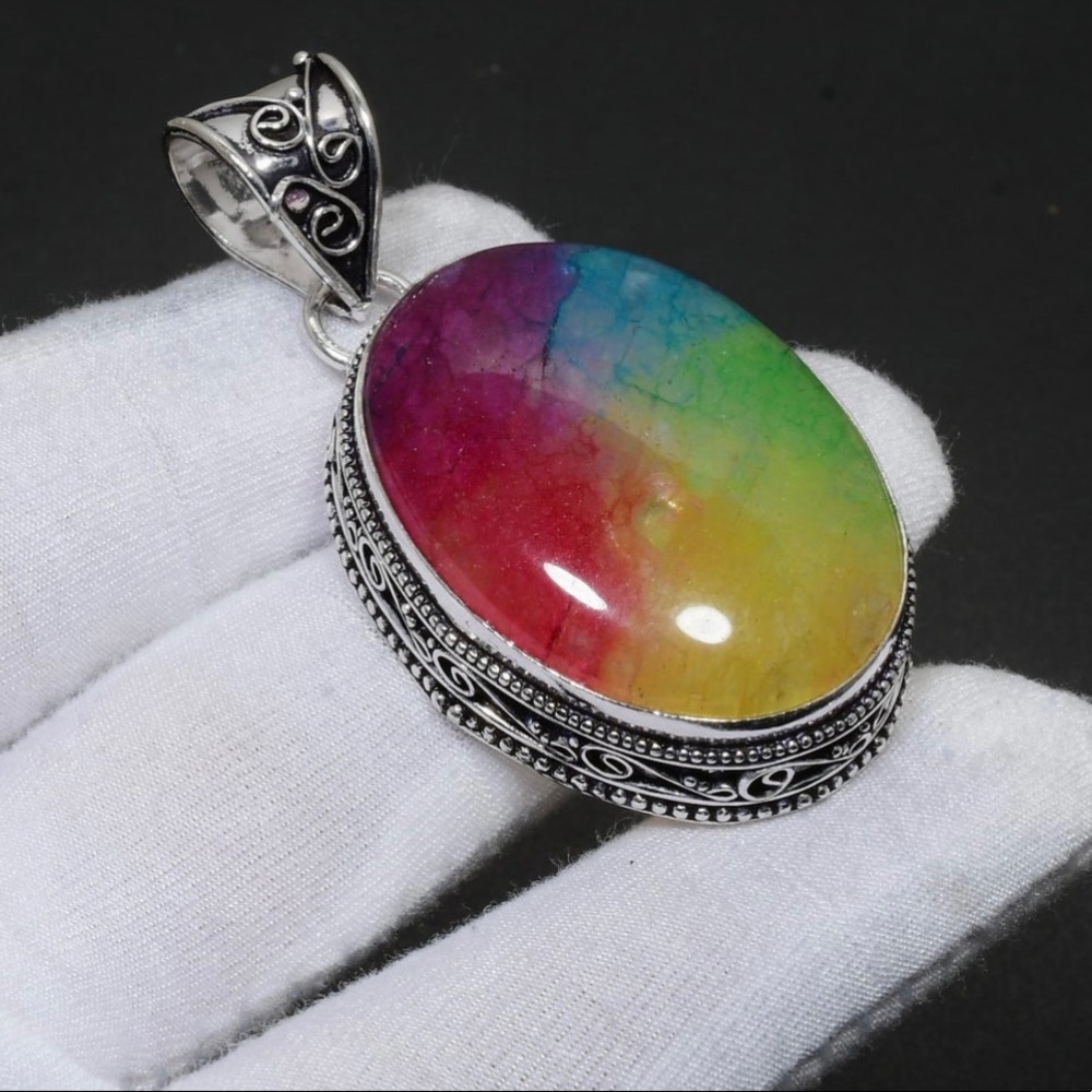 Solar Quartz Crystal Pendant .925 Sterling Silver & Chain